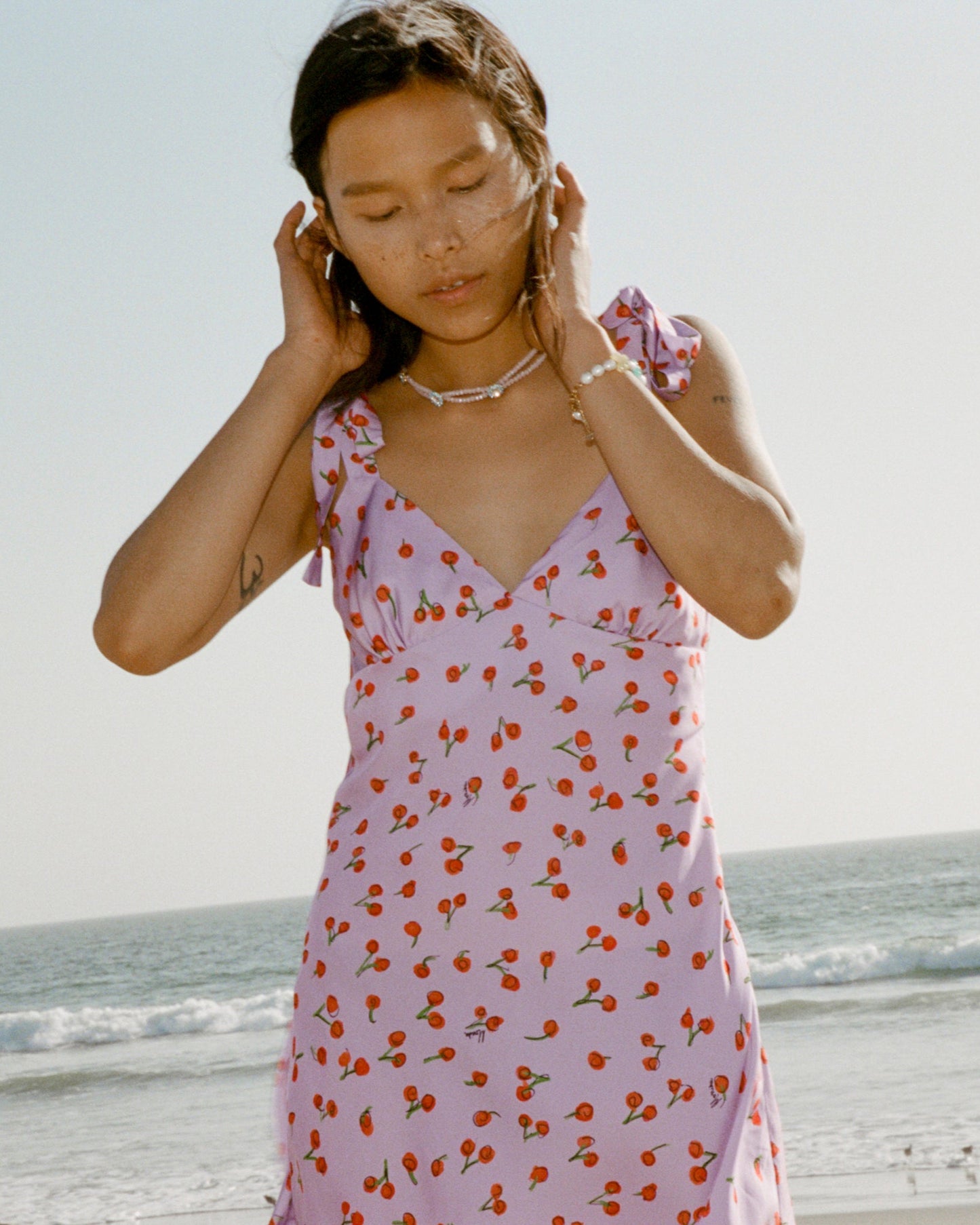 Alana Mini Slip Dress- Lilac Cherry