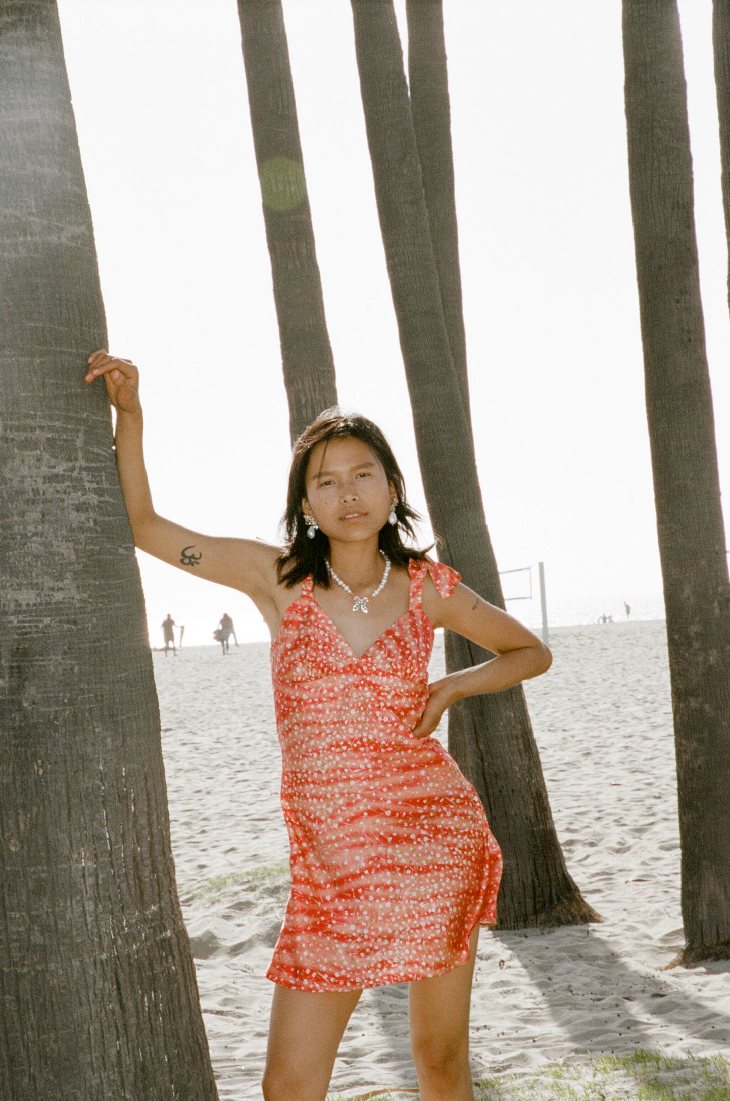 Alana Mini Slip Dress - Red Micro Floral