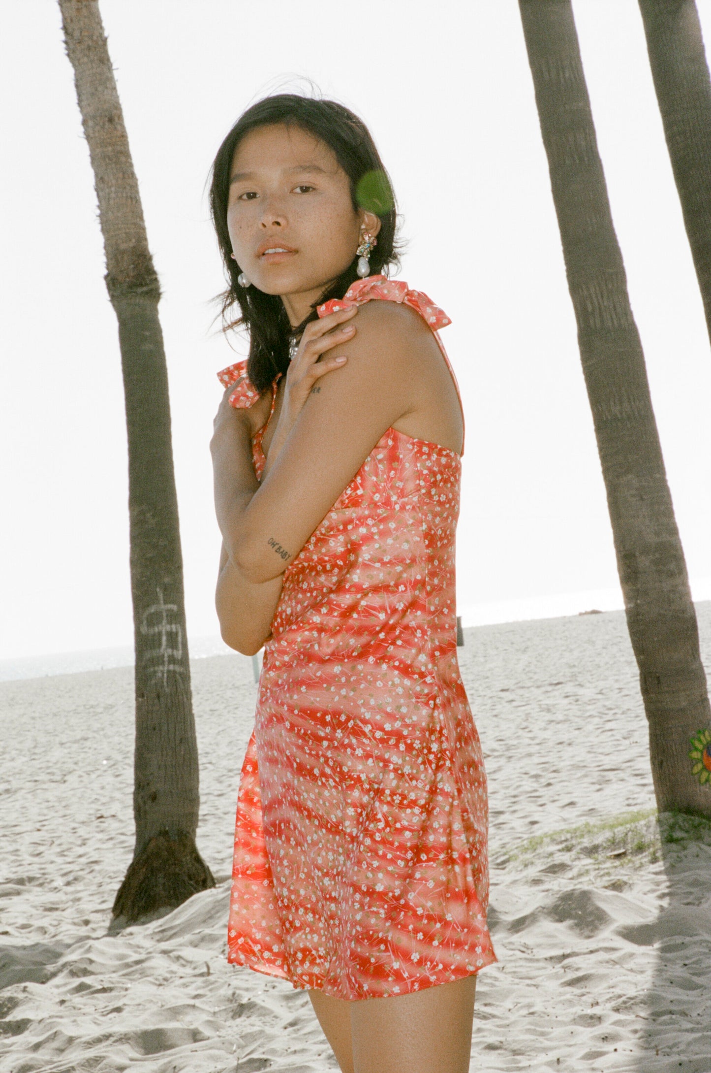 Alana Mini Slip Dress - Red Micro Floral