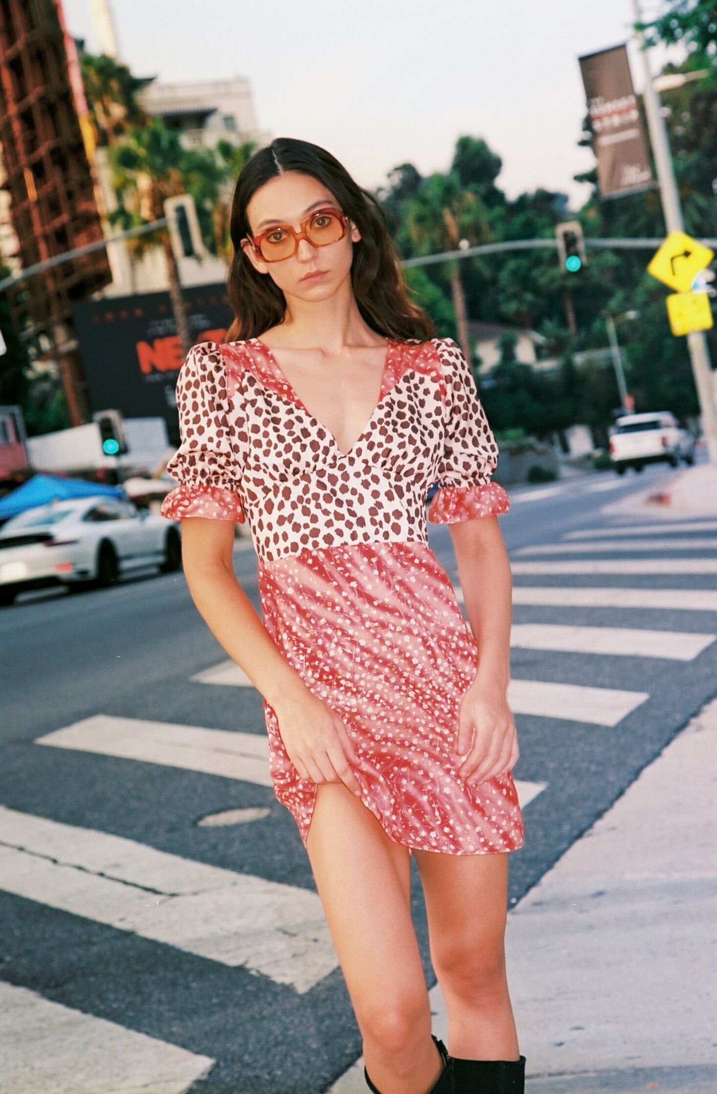 Danielle Mixed Print Mini Dress