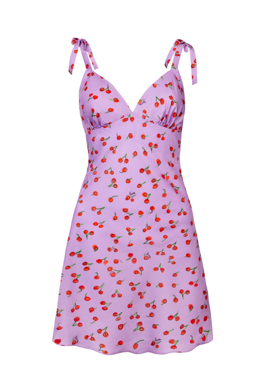 Alana Mini Slip Dress- Lilac Cherry