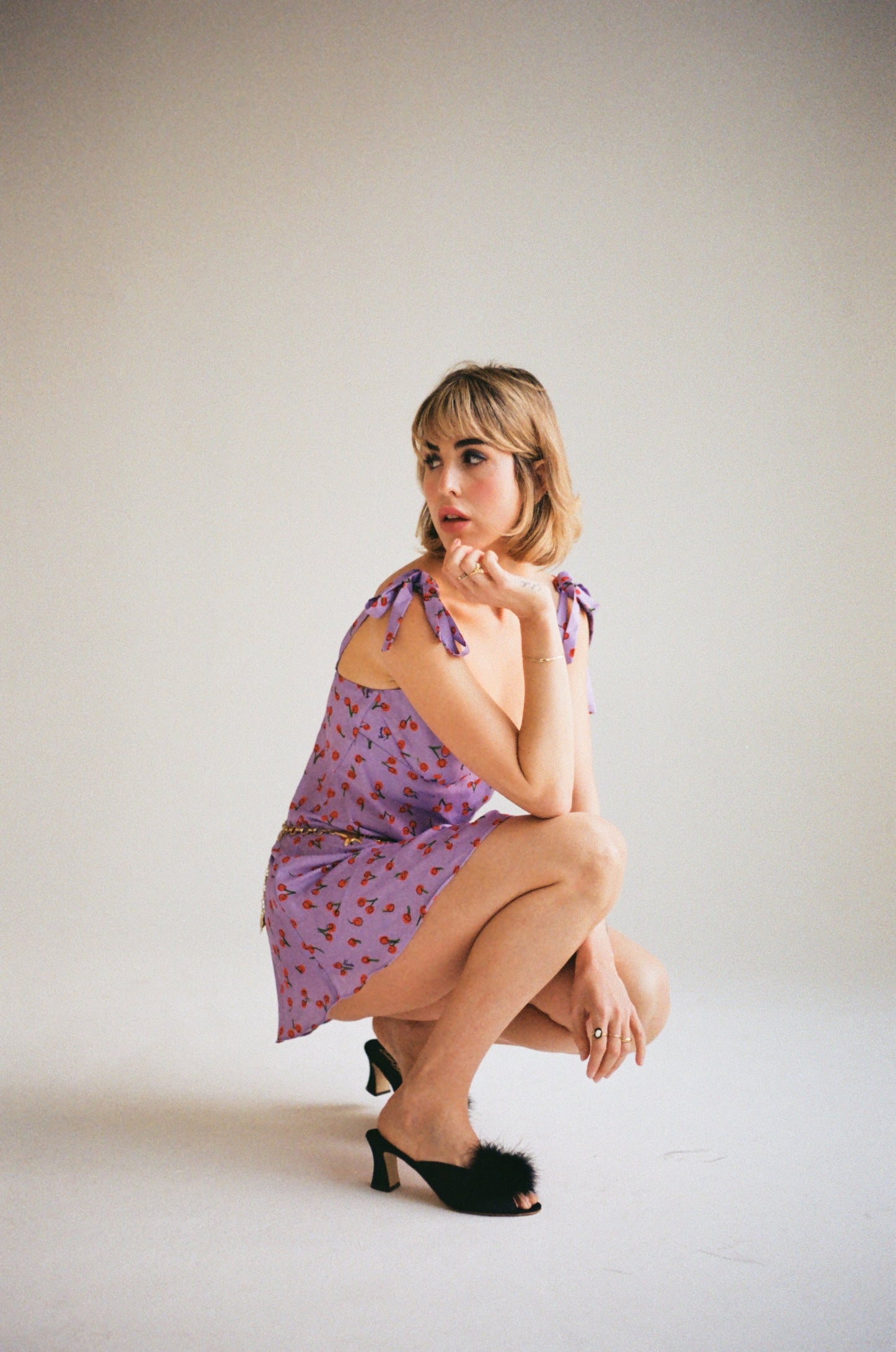 Alana Mini Slip Dress- Lilac Cherry