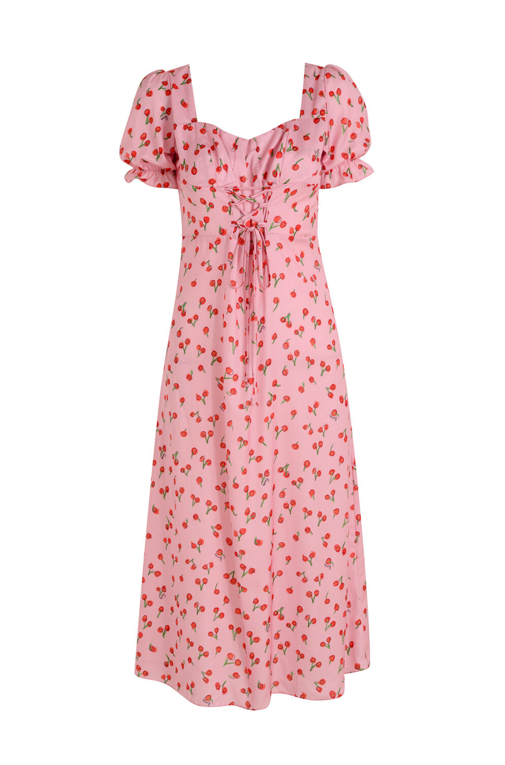 Flo Milkmaid Midi Dress - Pink Cherry