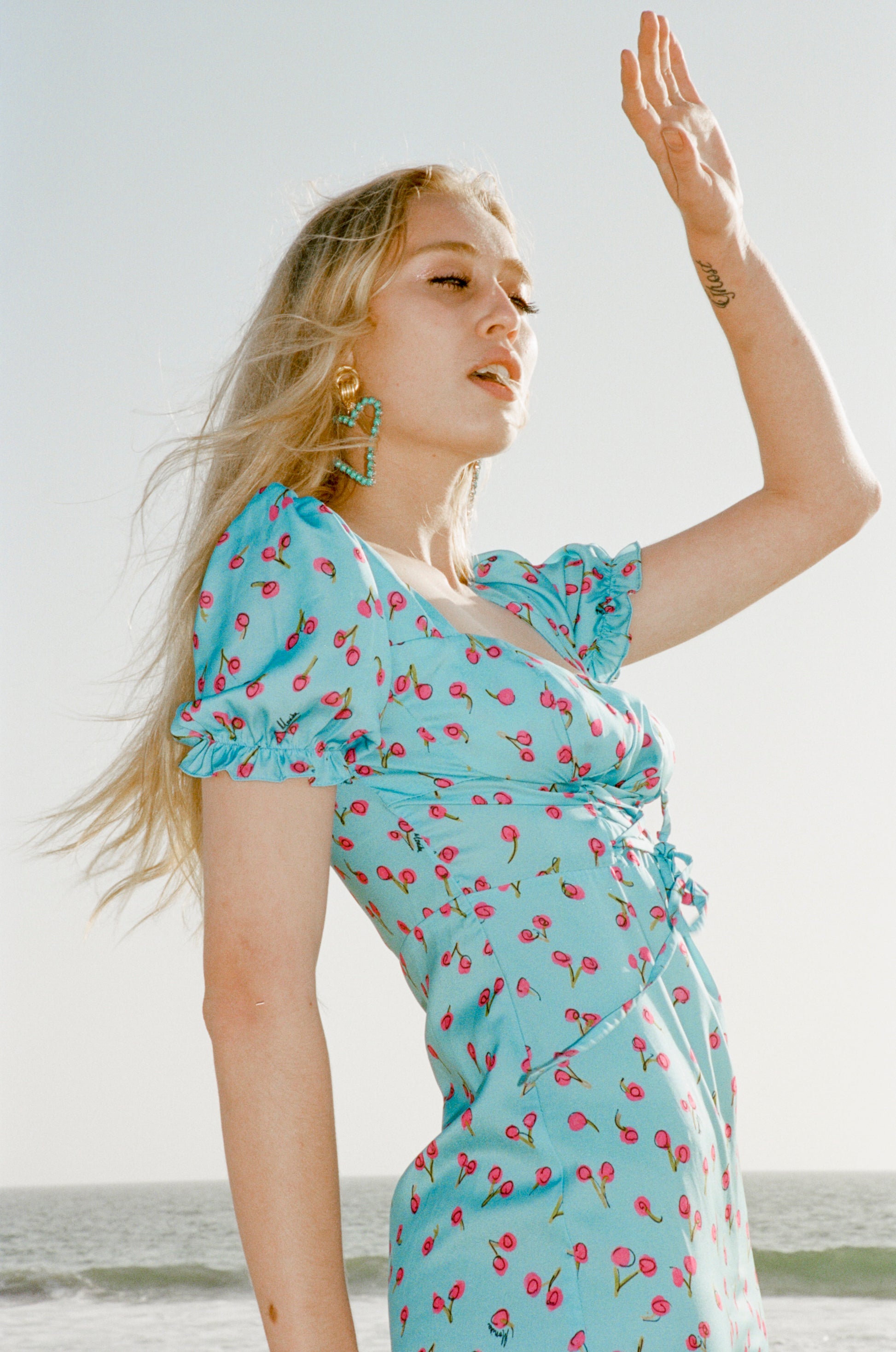blue milkmaid midi dress Flo Milkmaid Midi Dress
