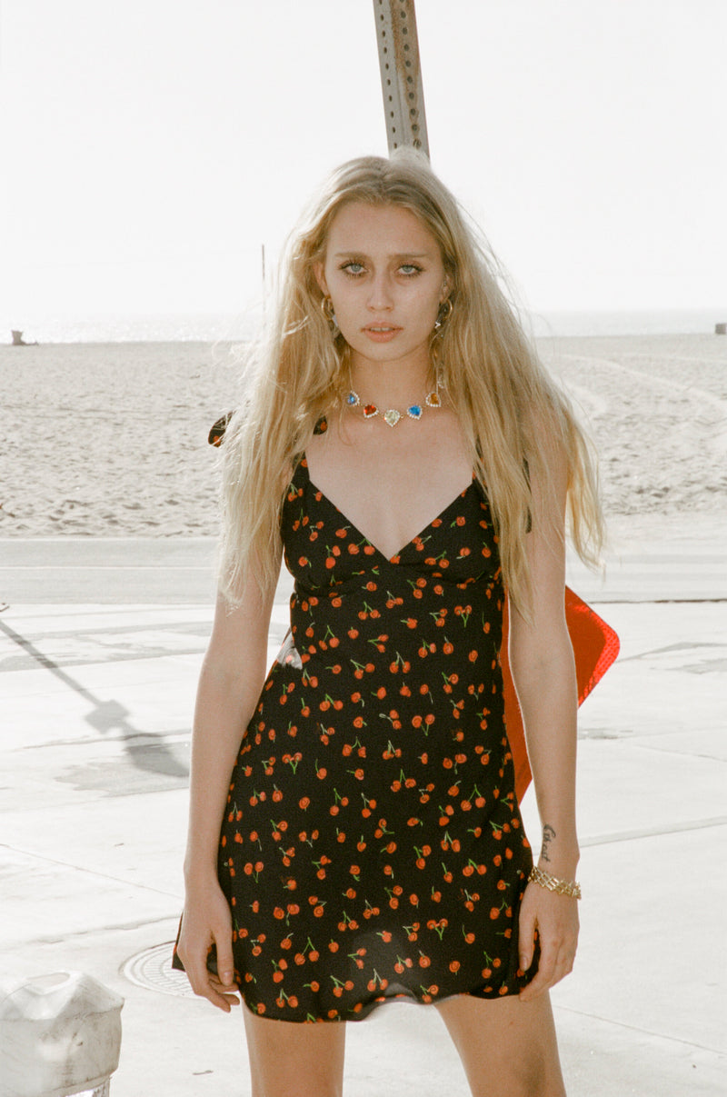 Alana Mini Slip Dress - Black Cherry