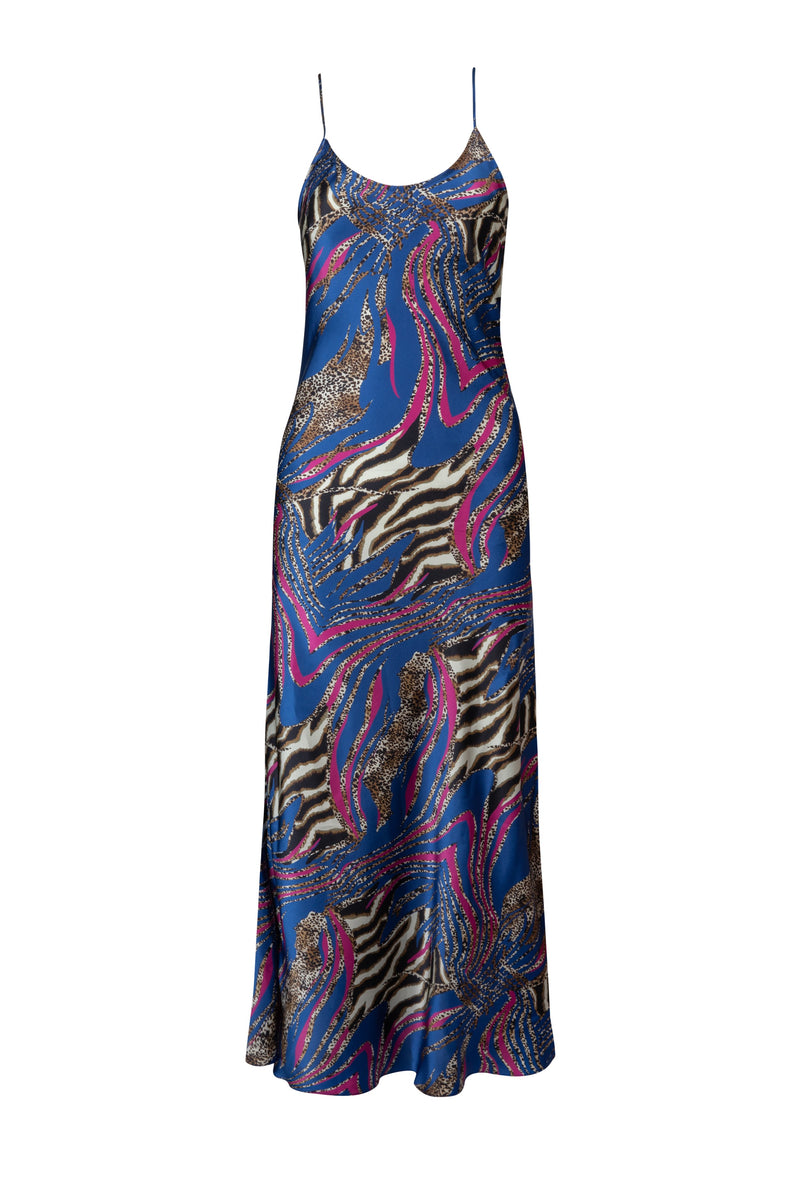 Camille Animal Print Slip Dress - Cobalt Blue alternate