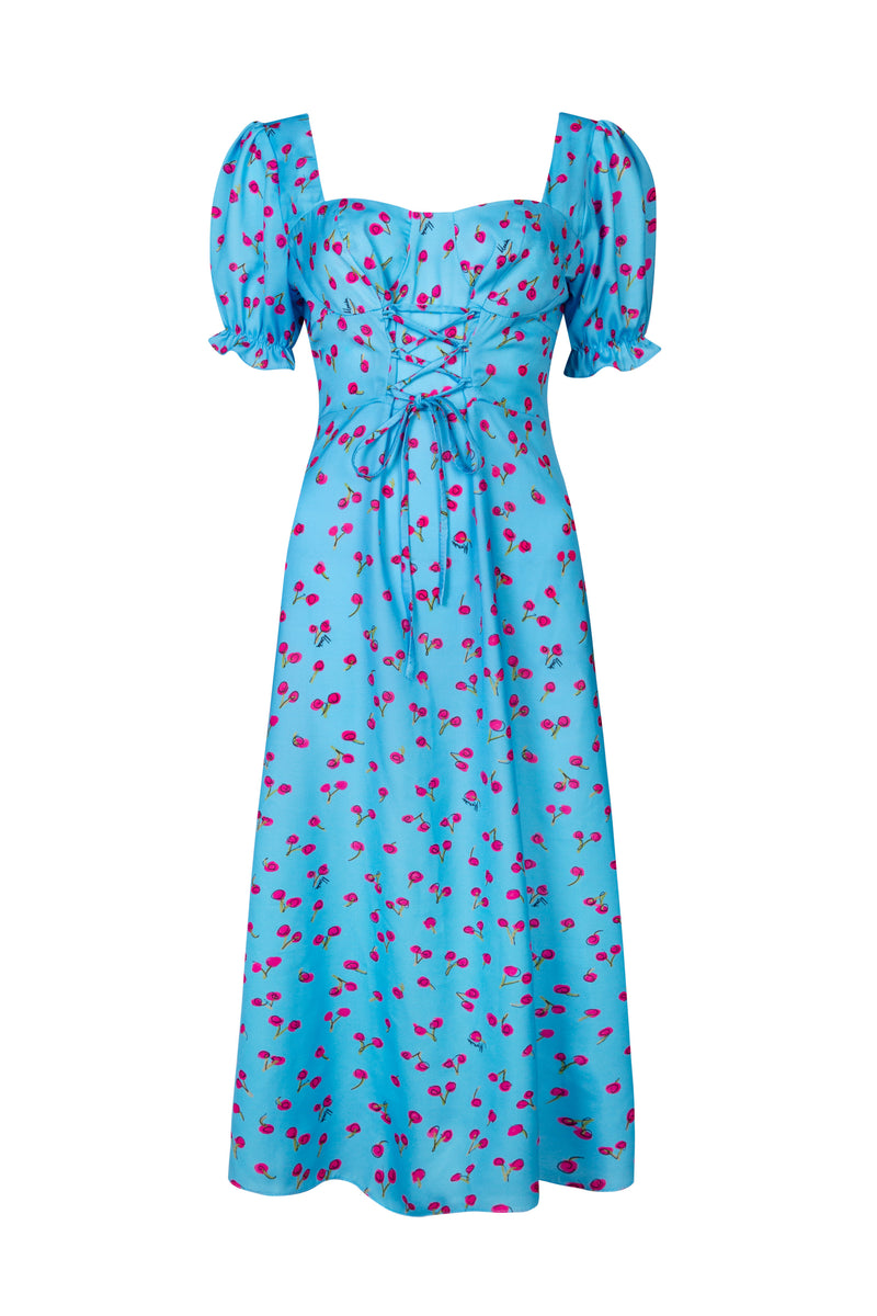 Flo Milkmaid Midi Dress - Blue Cherry alternate