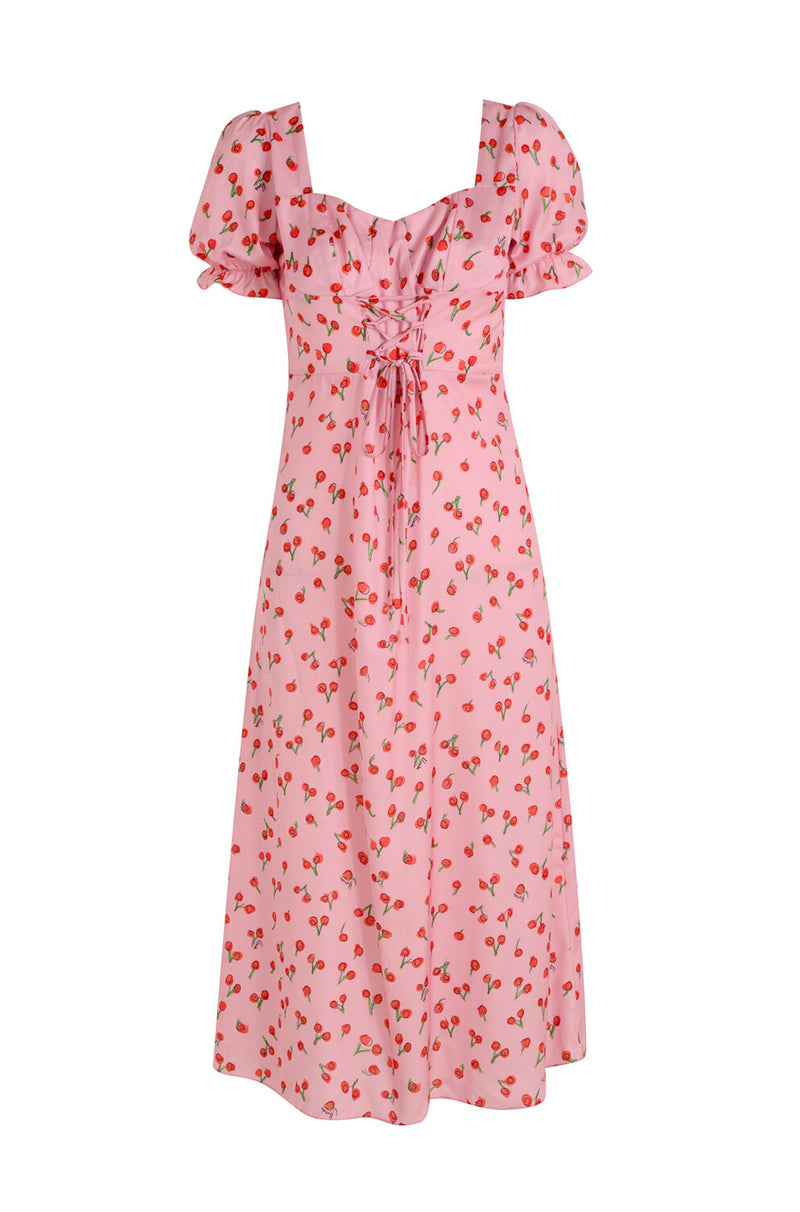 Flo Milkmaid Midi Dress - Pink Cherry alternate
